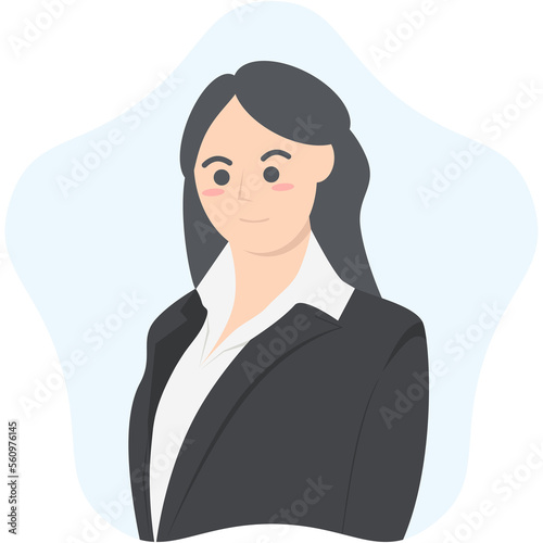 Professional Business Women Employment Avatar Long Hair Character