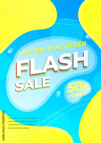 Modern flash sale poster template with colorful gradient design and text effect. Sale promotion offer deal ads flyer background