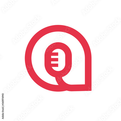 Mic or microphone logo design, podcast symbol vector, recording studio logo template