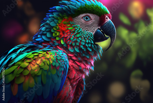 Blue and yellow macaw Generative AI