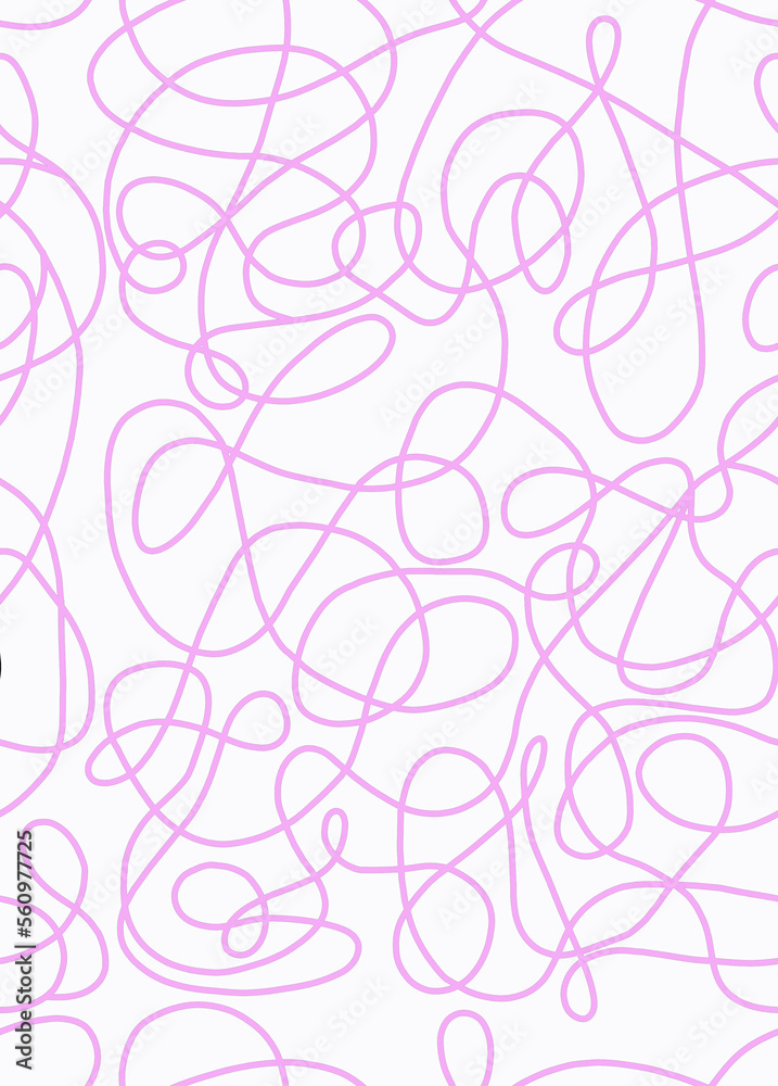 Abstract doodle drawing with pink lines on a white background.Seamless pattern.	