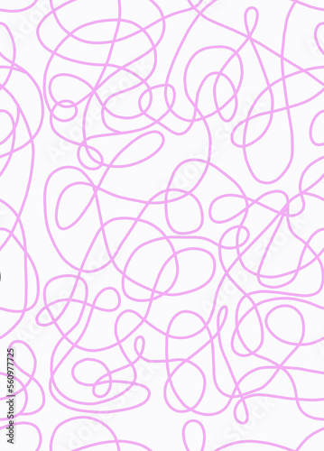 Abstract doodle drawing with pink lines on a white background.Seamless pattern. 