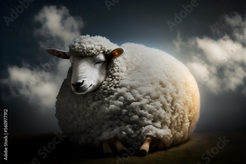 Sheep in Dreams  Generative AI  Illustration