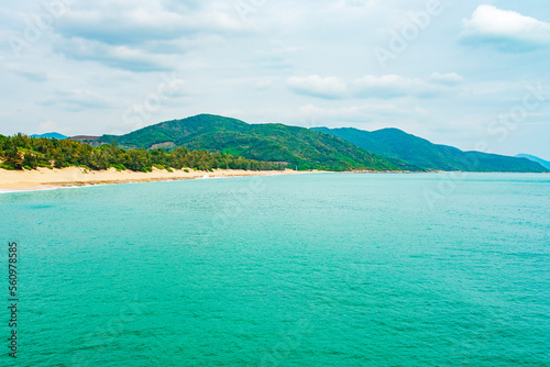 China, Hainan Island, Sanya. Nanshan Buddhism Cultural Zone. View of the beach on the territory of Nanshan Buddhist Culture Park