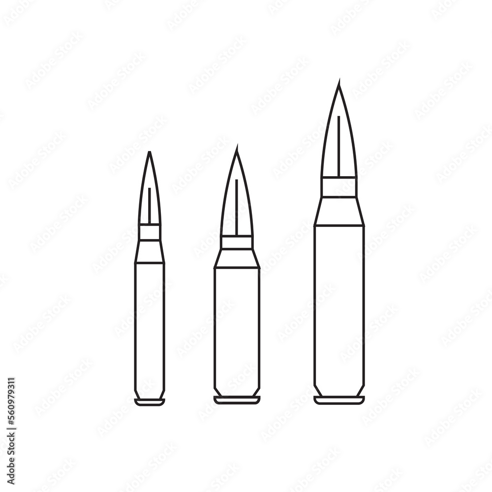 Bullet icon. Ammo set line vector ilustration. Bullet icon. Ammo set line vector ilustration.