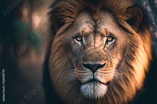 The King of the Jungle - A Close-up Portrait of a Lion