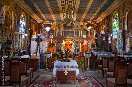 Interior of the Neo Greek-Catholic Church of St. Nicetas the Martyr. Kostomłoty, Lublin Voivodeship, Poland.