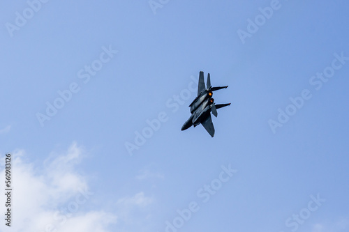 MAKS-2011 on territory of airfield LII im. Gromov. American twin-engine supersonic fighter of fourth generation McDonnell-Douglas F-15 
