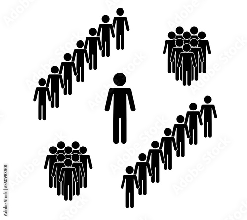 Set of people icons in flat style. Crowd. Group of people . Company or team