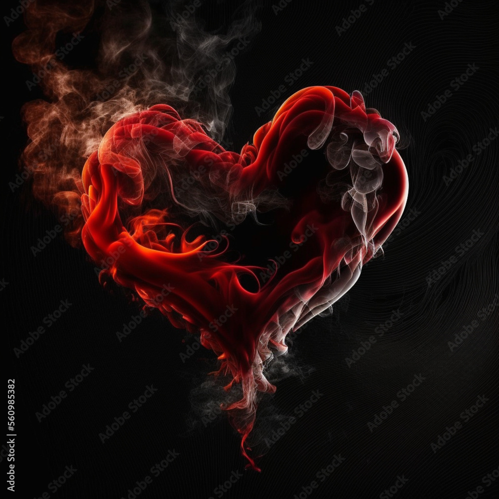 Love heart Saint Valentine's Day Red and black smoke Love heart Saint Valentine's Day Red and black smoke