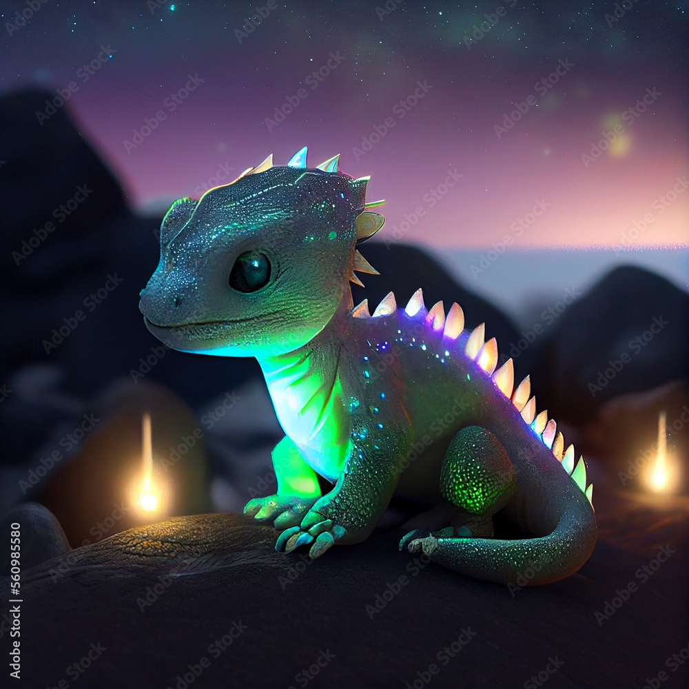 iguana in the night
