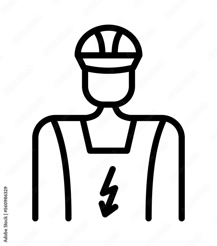 Electrician flat line icon. Outline sign for mobile concept and web design, store. Electrician flat line icon. Outline sign for mobile concept and web design, store.