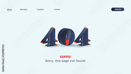 404 error page not found. System error, broken page. Page with a 404 error. 3D. Website Not working or error lost not found 404 sign. Oops moment