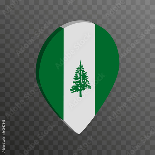 Map pointer with Norfolk Island flag. Vector illustration.