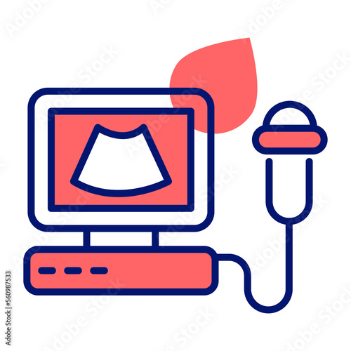Ultrasound machine vector icon in trendy style, medical device