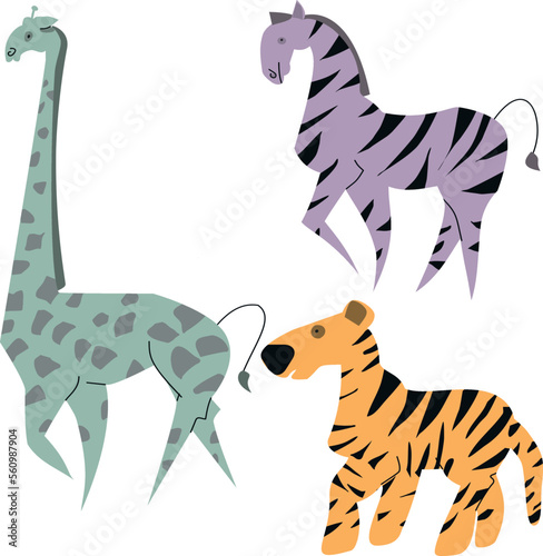 Set of cute wild animals