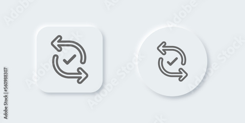 Pair line icon in neomorphic design style. Paired signs vector illustration.