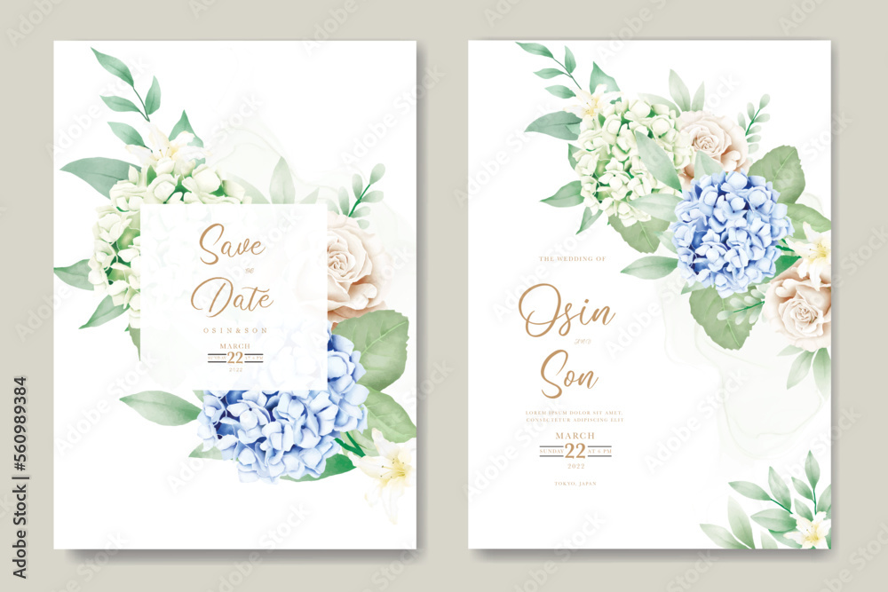 Elegant Floral Hydrangea Wedding Invitation Card