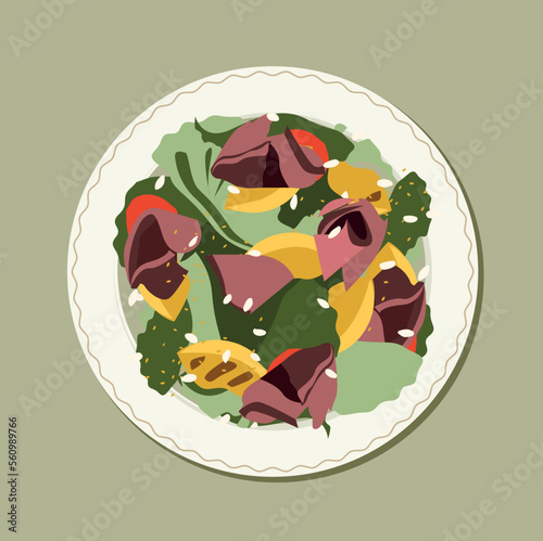 illustration of a bowl of vegetables. vector vegetable salad