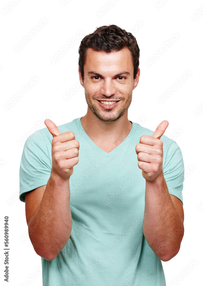 Thumbs up, happy and portrait of a man in a studio with success, good news and agreement. Happiness, smile and handsome male model with a yes, ok and approval gesture isolated by a white background. Thumbs up, happy and portrait of a man in a studio with success, good news and agreement. Happiness, smile and handsome male model with a yes, ok and approval gesture isolated by a white background.
