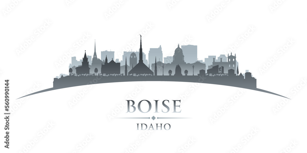 Boise Idaho city silhouette white background