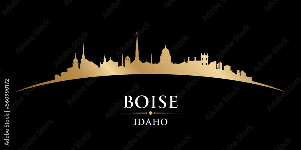 Boise Idaho city silhouette black background