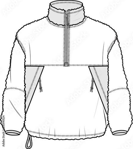 KID WEAR FUR FLEECE JACKET FLAT DESIGN VECTOR