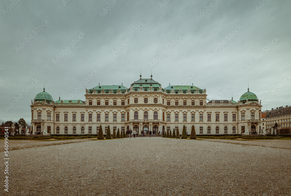 Upper Belvedere palace and gardens in winter, Vienna, Austria - January 6, 2023