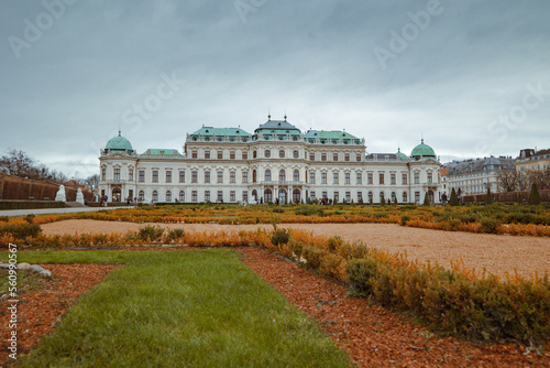 Upper Belvedere palace and gardens in winter, Vienna, Austria - January 6, 2023