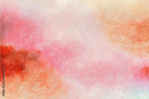 An abstract watercolor background with shades gradient  of red, orange, pink and cream color, perfect for Valentine's Day or Christmas cards, texture, generative ai © rob2588