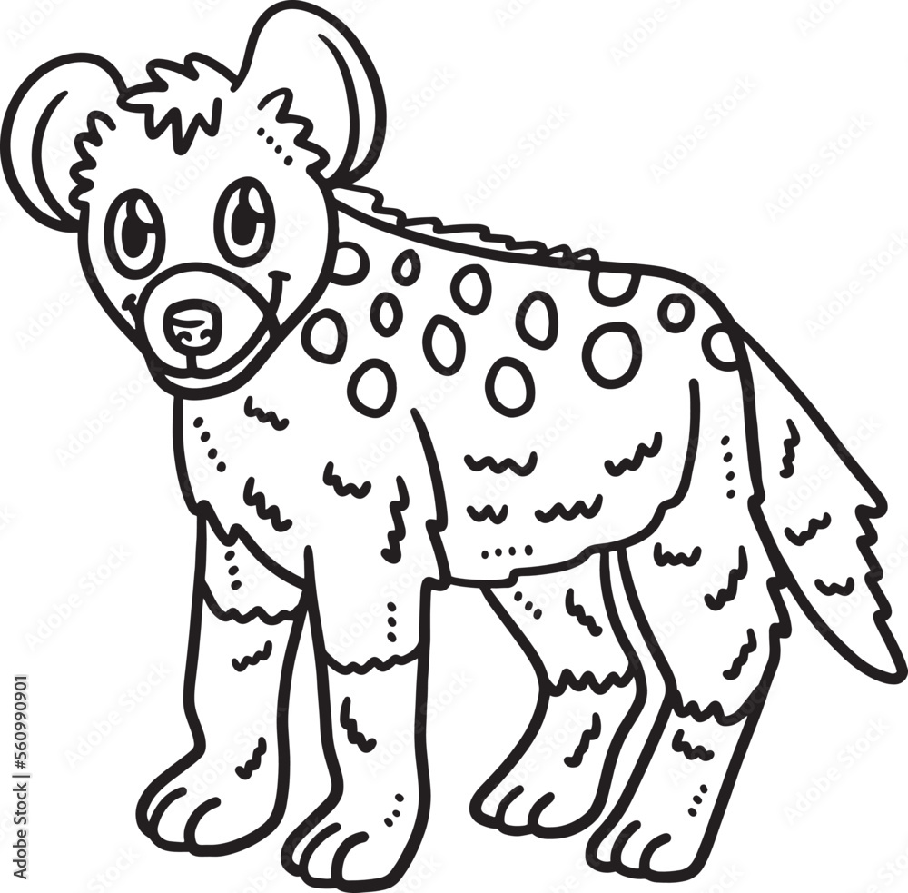 Baby Hyena Isolated Coloring Page for Kids Stock Vector | Adobe Stock
