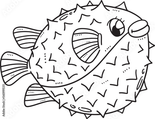 Mother Pufferfish Isolated Coloring Page for Kids