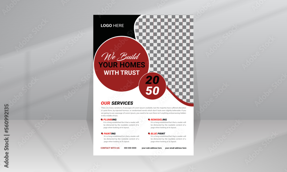 Build House with Trust Flyer, Poster template for Construction Company Build House with Trust Flyer, Poster template for Construction Company