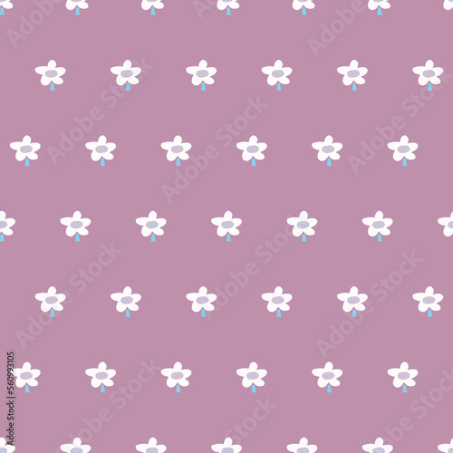 pattern with repeating white flowers on a lilac background