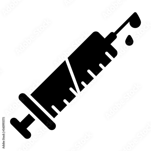 a device used to inject liquid medicine in body, injection icon, medical equipment
