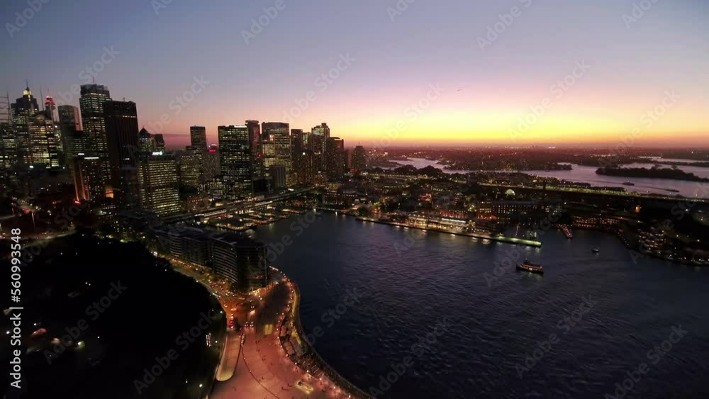 Flying above sydney city in Evning Time. Sydney Opera House with Harbour Bridge. Australia. Flying above sydney city in Evning Time. Sydney Opera House with Harbour Bridge. Australia.