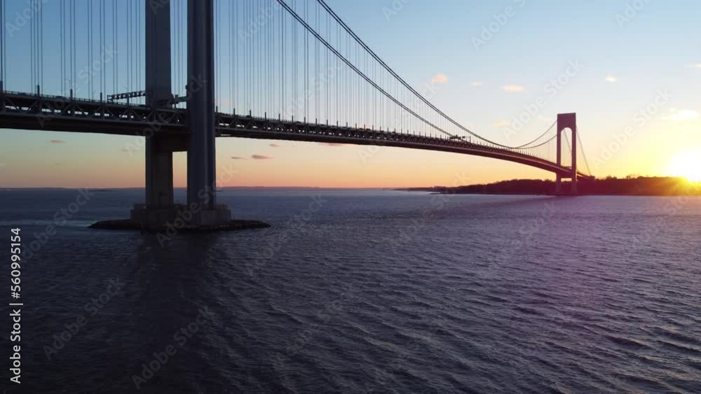Peak hour traffic at sunset on Verrazzano-narrows Bridge in New York City Peak hour traffic at sunset on Verrazzano-narrows Bridge in New York City