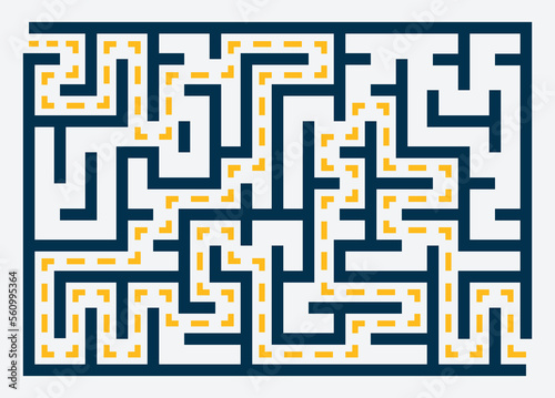Abstract maze. Find right way. Isolated simple square maze black line on white background. Vector illustration.