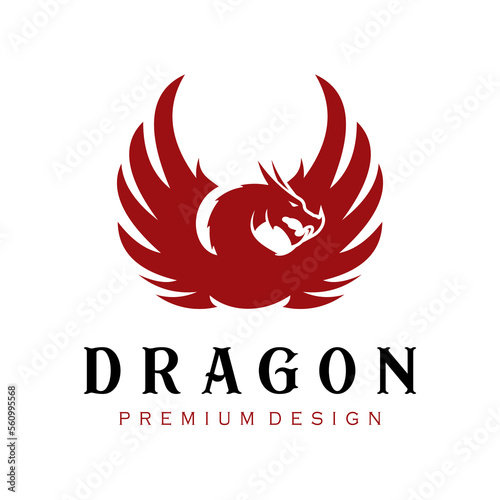 Winged Dragon Logo Design, a fierce and majestic representation of a dragon with wings