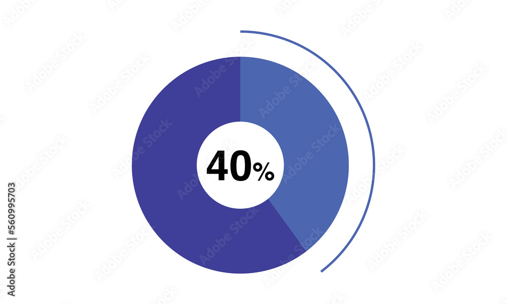 40 percent pie chart blue color, pie chart vector for blue color 40 percent pie chart blue color, pie chart vector for blue color
