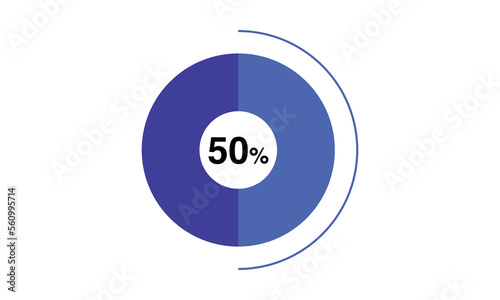 50 percent pie chart blue color, pie chart vector for blue color