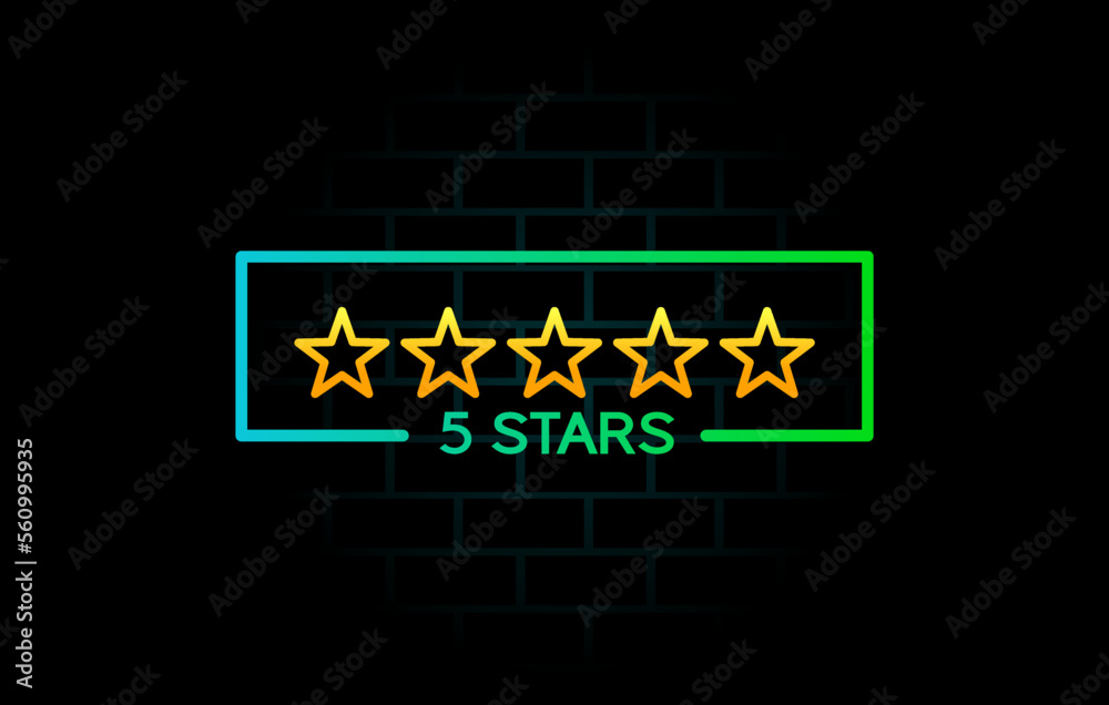 5 stars rating with wall background vector template. Suitable for quality, review, costumer, satisfaction.