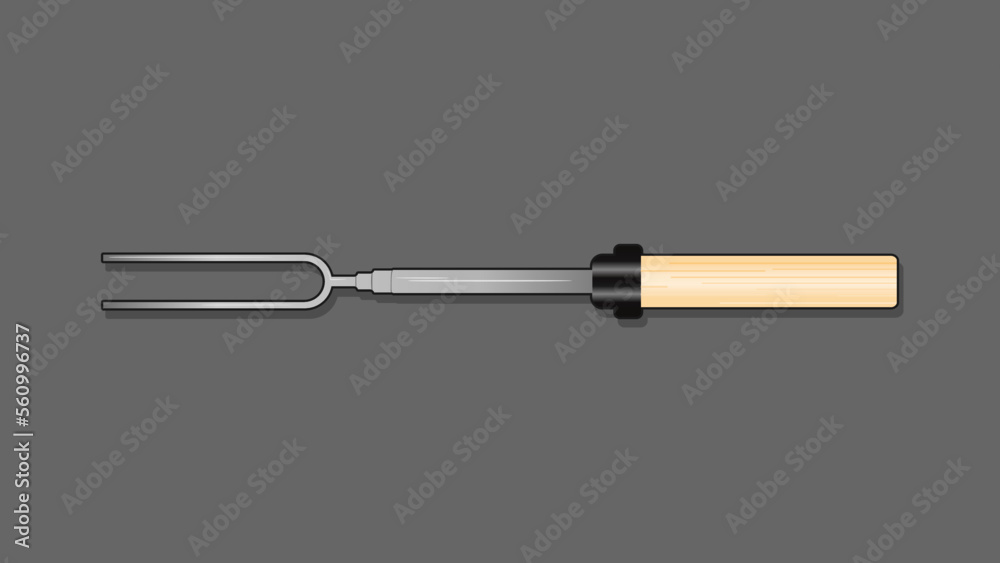 Marshmallow fork or Telescoping extendable roasting fork, realistic flat 3d icon. Vector illustration in trendy style. Editable graphic resources for many purposes.  - obrazy, fototapety, plakaty 