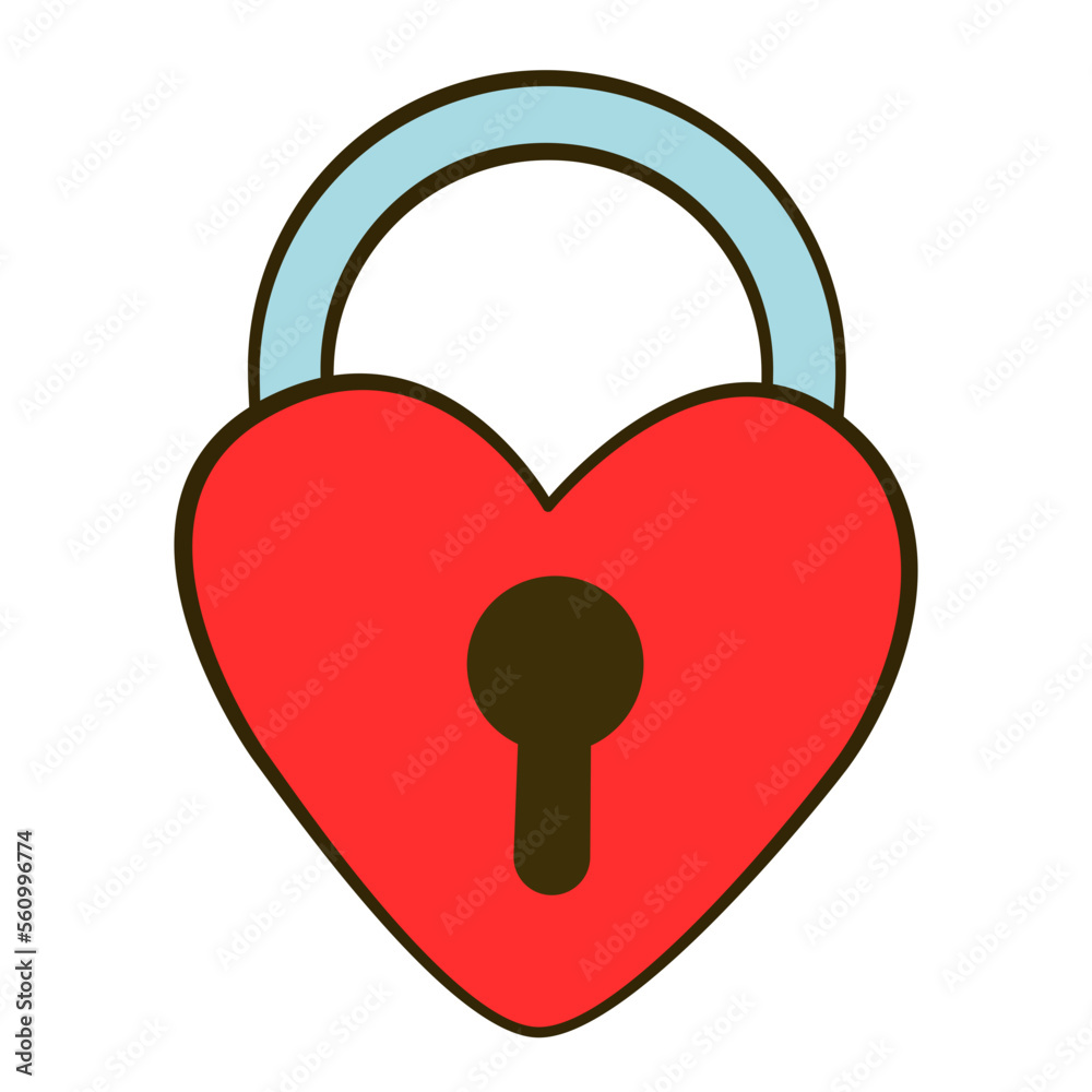 Padlock in the shape of the heart. Cartoon flat icon. Vector illustration. Isolated on white background Padlock in the shape of the heart. Cartoon flat icon. Vector illustration. Isolated on white background