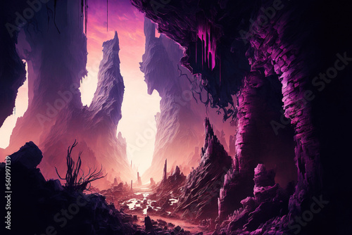 4K Desktop Wallpaper of a purple landscape, rocks