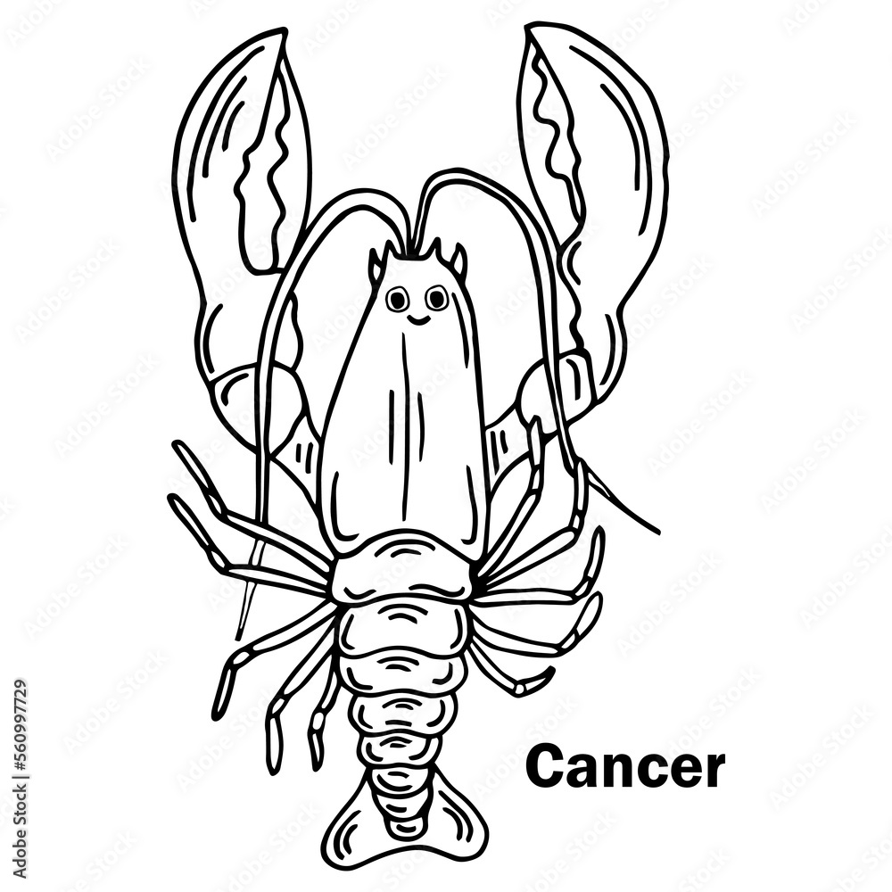 Lobster hand drawn outline doodle icon. Vector sketch illustration of