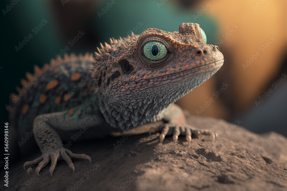 A close up of a lizard on a rock, Generative AI A close up of a lizard on a rock, Generative AI