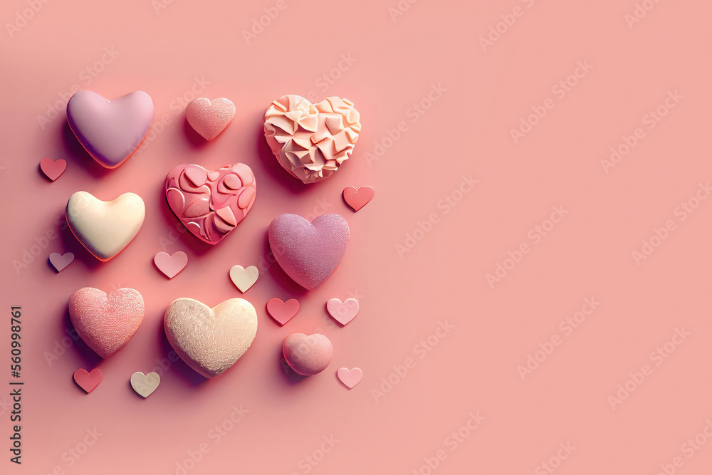 Fototapeta premium Background with pink hearts mockup for valentine's day