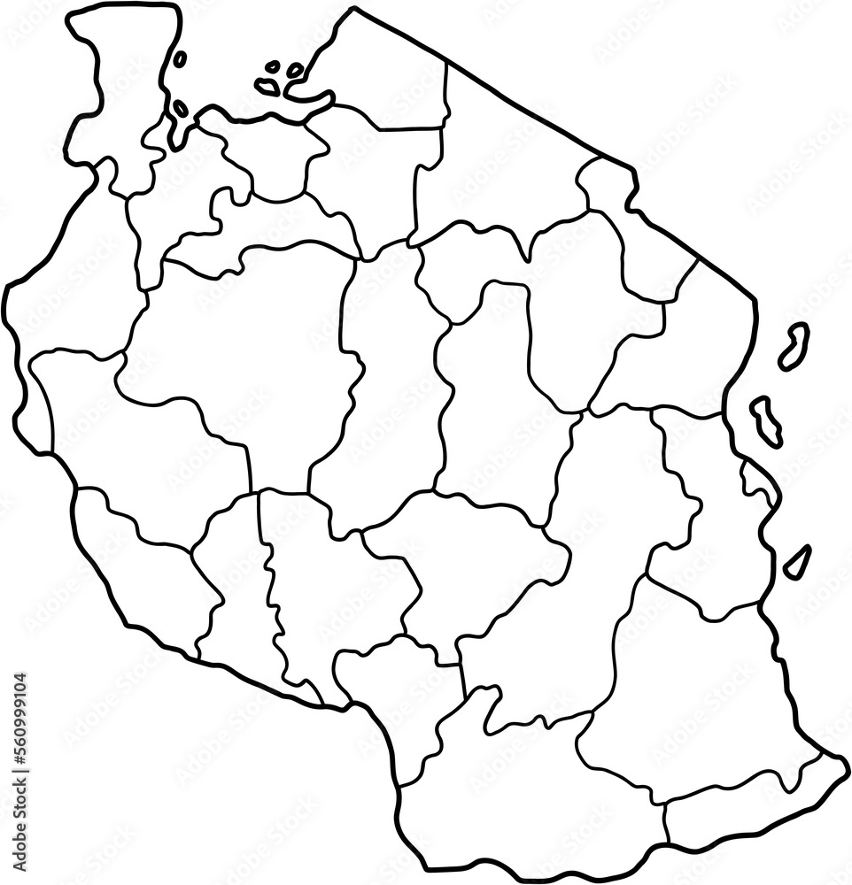 Fototapeta doodle freehand drawing of tanzania map.