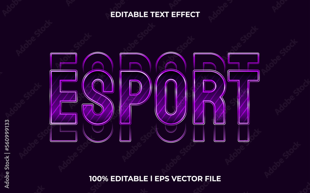 Esport editable text effect, lettering typography font style, glitch 3d text for tittle